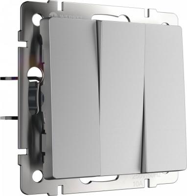 Встраиваемый трехклавишный выключатель W1130065 10А серебряный матовый