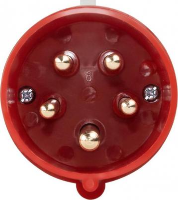 Вилка силовая прямая переносная с заземлением 3Р+РЕ+N 32 А 380 В IP44 красная – фото 2