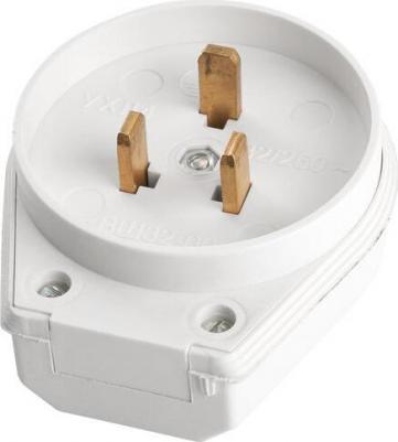 Вилка для плит с/з, 250В, 32А, белый, PPG32-53-20, цена за 1 шт – фото 1