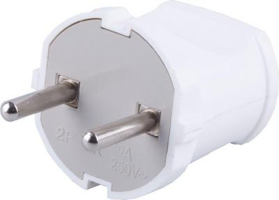 Вилка электрическая прямая б/з, PPG10-43-201, белый, цена за 1 шт – фото 1