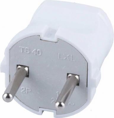 Вилка электрическая прямая б/з, PPG10-43-201, белый, цена за 1 шт