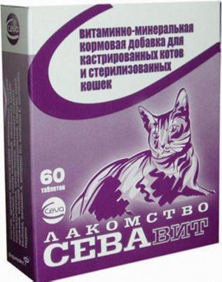 Кормовая добавка для кошек Севавит витаминно-минеральная для кастрированных и стерилизованных 60таб – фото 1