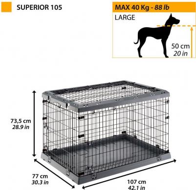 Клетка Superior 105 для собак, с пластиковой крышей и поддоном – фото 4