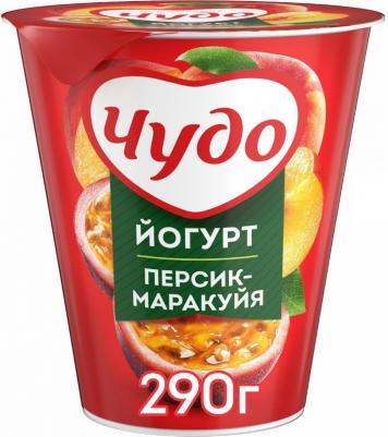 Йогурт вязкий живой персик-маракуйя 2% БЗМЖ 290 г – фото 1