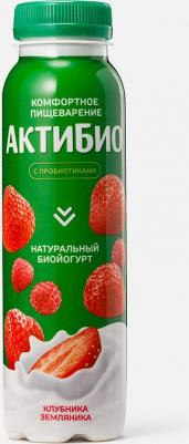 Йогурт питьевой АктиБио с клубникой и земляникой 1,5% 260 г – фото 2