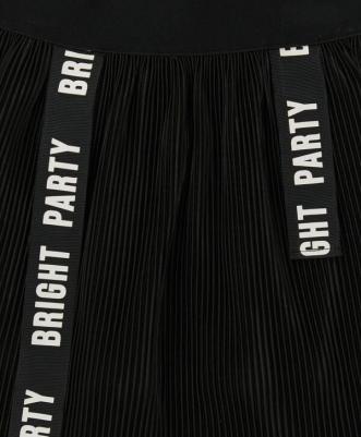 Юбка ниже колена с плиссировкой и поясом на резинке черная, 104, 224BBGP5501 – фото 4