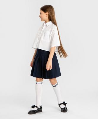 Юбка плиссе в крупную складку синяя (158) – фото 5