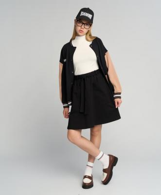 Юбка с накладными карманами черная (146) – фото 1