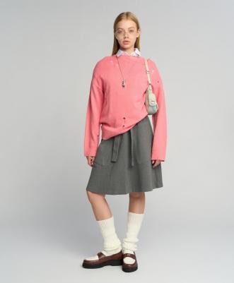 Юбка с накладными карманами и вшитым поясом серая (134)