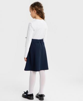 Юбка с накладными карманами трапецевидная синяя (122) – фото 9