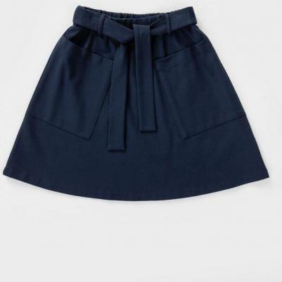 Юбка с накладными карманами трапецевидная синяя (122) – фото 10