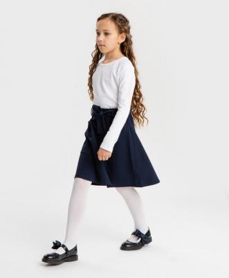 Юбка с накладными карманами трапецевидная синяя (140) – фото 5