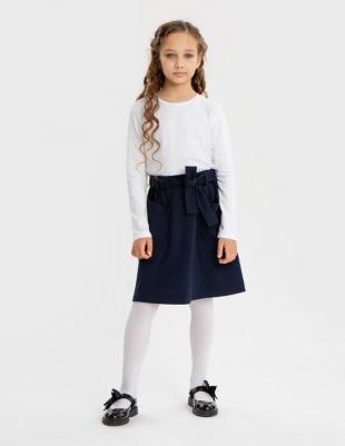 Юбка с накладными карманами трапецевидная синяя (158) – фото 8