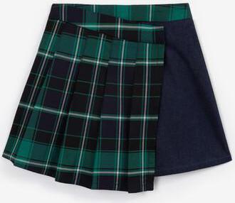 Юбка джинсовая с накладной деталью синий и зелёный для девочки (128) – фото 2