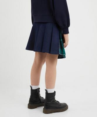 Юбка джинсовая с накладной деталью синий и зелёный для девочки (128) – фото 6