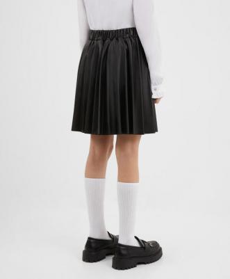 Юбка-гофре из искусственной кожи чёрная для девочки (140) – фото 2