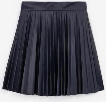 Юбка-гофре из искусственной кожи синяя для девочки (152) – фото 2