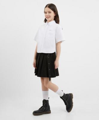 Юбка в складку с запахом чёрная для девочки, 158, 224GSGJC6101