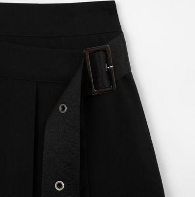 Юбка в складку с запахом чёрная для девочки, 170, 224GSGJC6101 – фото 1