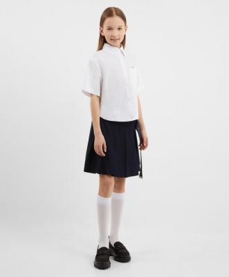 Юбка в складку с запахом синяя для девочки, 164, 224GSGJC6102 – фото 3