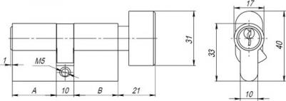 Цилиндровый механизм для дверей CP AX102 на 70 английский ключ 30 x 10 x 30 мм – фото 5