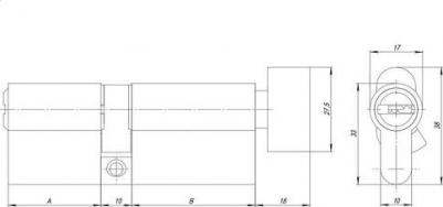 Цилиндровый механизм с вертушкой AZ202/70 CP хром 5 кл /43881/ – фото 1