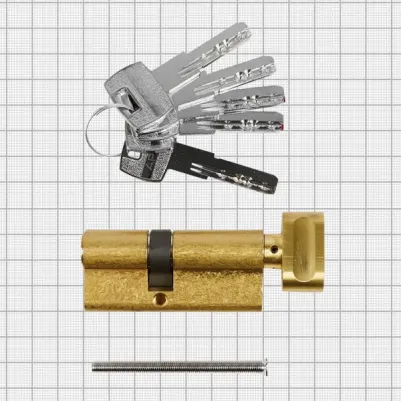 Цилиндровые механизмы Pro LM-70-C-G 70 мм, ключ/вертушка, цвет золотой – фото 4