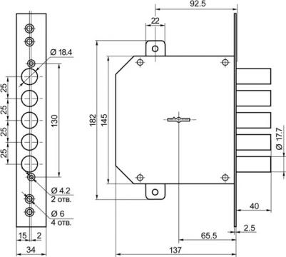 Замок врезной ЗВ8-6КП.5Т/15 (КЛП-102) ЛП3.В.В9 У2 /72201 – фото 7