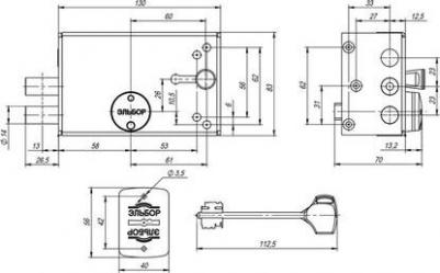 Сувальдный замок ЛАЗУРИТ 1.02.61.KMA медный антик – фото 2