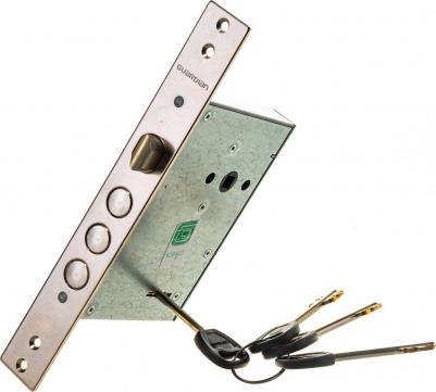 Замок врезной 30.11.2004 для входной двери (хром) 4 ключа – фото 5