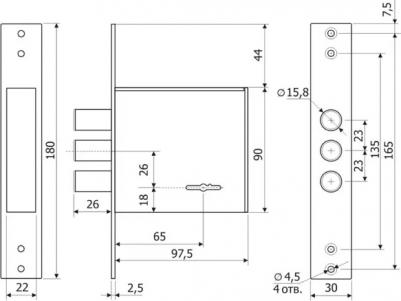 Замок врезной, хром – фото 4
