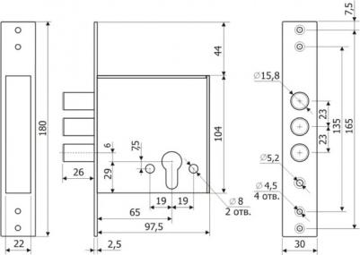 Замок врезной зв 3201 б/ц – фото 3