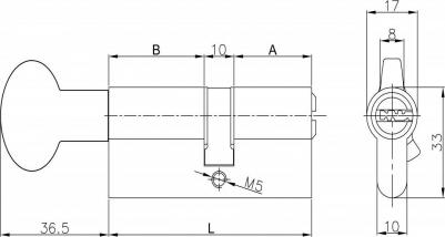 Цилиндровый механизм с вертушкой 164 SM/90, никель, 5 ключей – фото 2
