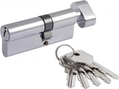 Цилиндровый механизм асимметричный ECO Z ЛВ-80, личинка замка с вертушкой, 80 мм, хром – фото 5