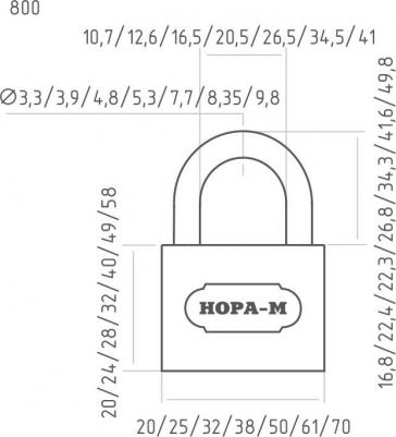 Замок навесной ЗН-800-20, 20 мм, темный – фото 10