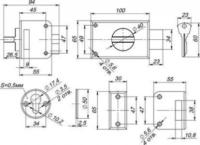 Цилиндровый замок ЗН-1 медь – фото 5