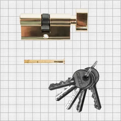 Цилиндр AL 60 T01 PB 60 (30х30) мм ключ-вертушка латунь – фото 15