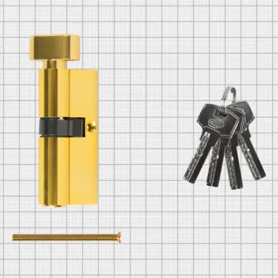 Цилиндр TTAL1-3040NBGD, 30x40 мм, ключ/вертушка, цвет латунь 3276007128369 – фото 1