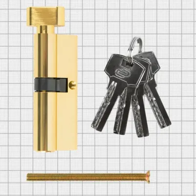 Цилиндр TTAL1-3545NBGD, 35x45 мм, ключ/вертушка, цвет латунь – фото 4
