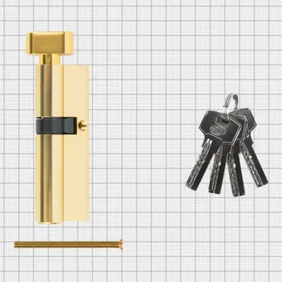 Цилиндр TTAL1-3555NBGD, 35x55 мм, ключ/вертушка, цвет латунь – фото 3