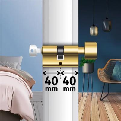 Цилиндр TTAL1-4040NBGD, 40x40 мм, ключ/вертушка, цвет латунь 3276007128291 – фото 5