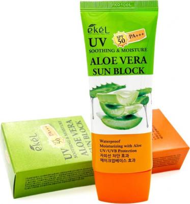 Солнцезащитный крем с алоэ UV aloe ampule sun block SPF50+PA+++ – фото 2