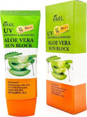Солнцезащитный крем с алоэ UV aloe ampule sun block SPF50+PA+++ – фото 13