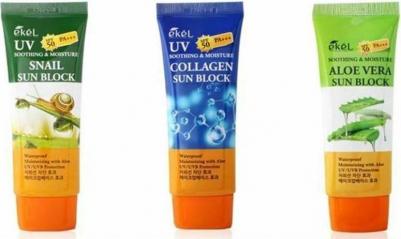Солнцезащитный крем с алоэ UV aloe ampule sun block SPF50+PA+++ – фото 15