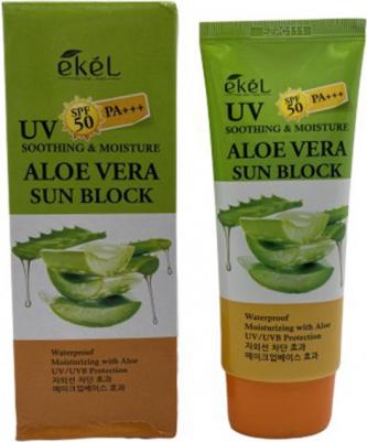 Солнцезащитный крем с алоэ UV aloe ampule sun block SPF50+PA+++ – фото 16