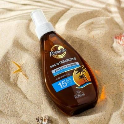 Масло для лица Масло для быстрого загара гавайское Пальмовый рай SPF15 1