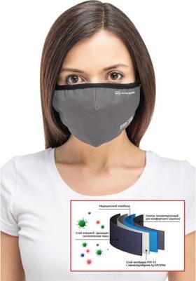 многоразовая Маска для лица Silver Nano Royal Grey серая – фото 1