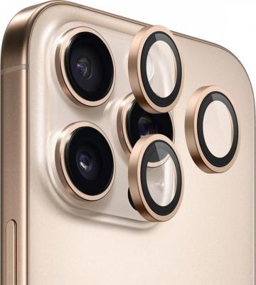 стекло для iPhone 16 Pro/16 Pro Max, Camera Lens 99-AR PVD Alloy 3 шт. Gold Titan