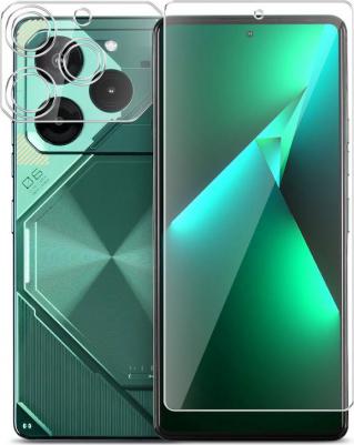 Защитное стекло на экран и камеру Tecno Pova 6 Pro 5G гибридное прозрачное – фото 1