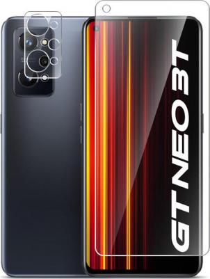 Защитное стекло на Realme GT Neo 3T на Экран и Камеру, гибридное: пленка + стекловолокно, прозрачное тонкое Hybrid Glass